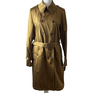Dana Buchman Belted Double Breasted Gold Trench Coat Women’s Medium